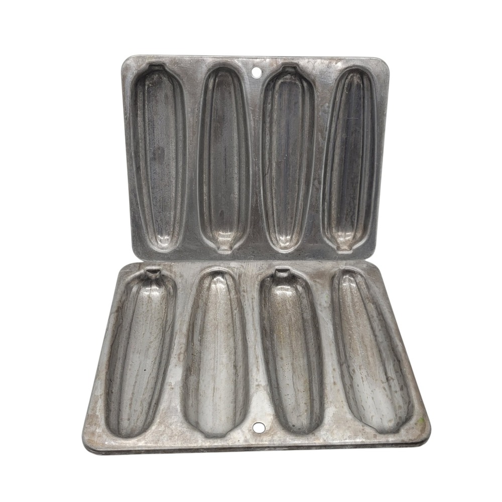 Vintage Aluminum Cornbread Stick Pan Set of 2 Corn Cob Shape Muffin Mold Trays